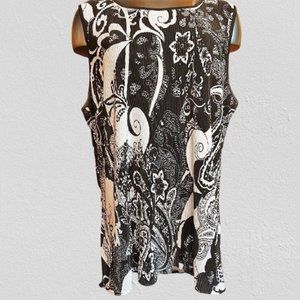 Roz & Ali Black & White Sleeveless Blouse | Size 2X